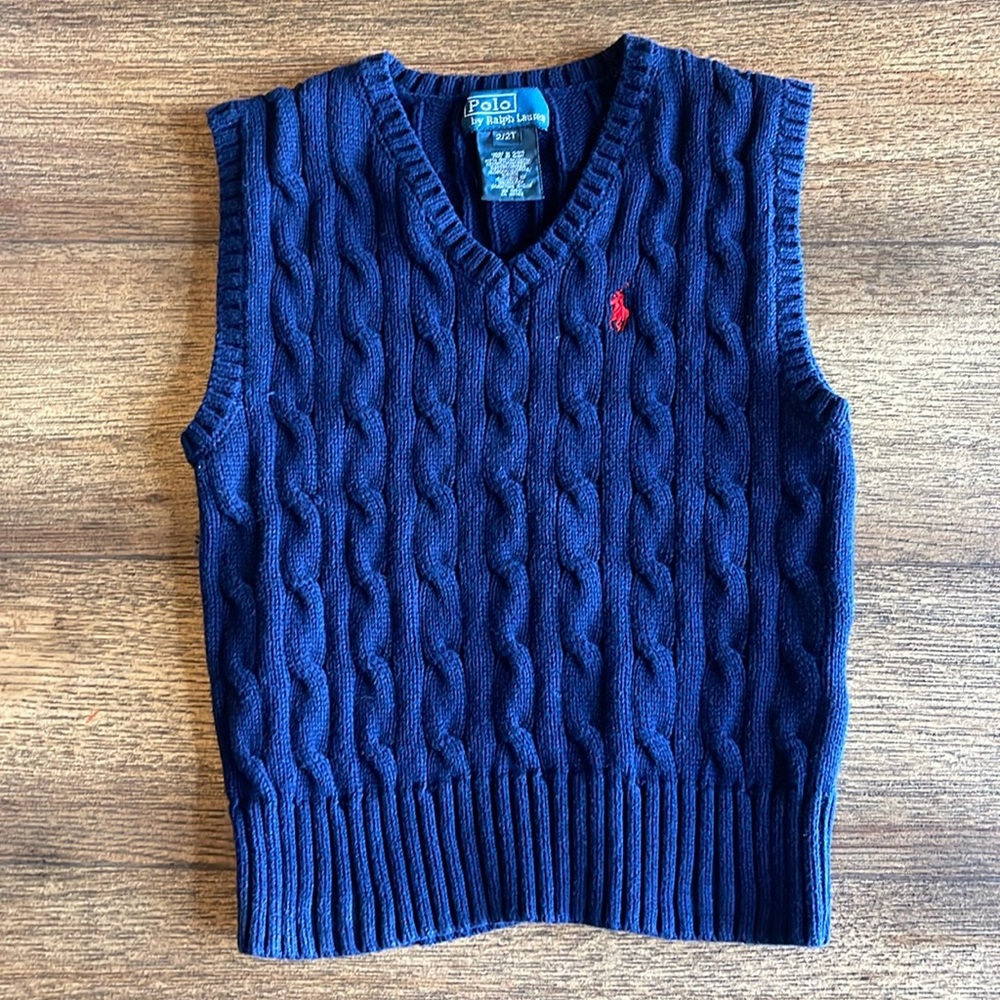 Polo by Ralph Lauren Blue Cable Knit Vest